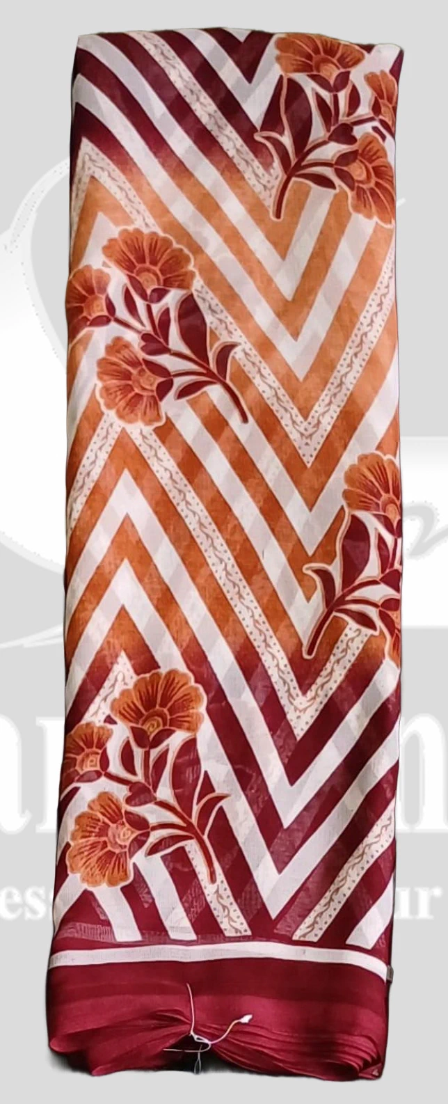 Reniyal (Heavy) Floral & Striped Printed Saree &ndash; SMARTLK1004 &ndash; Maroon Orange Mix